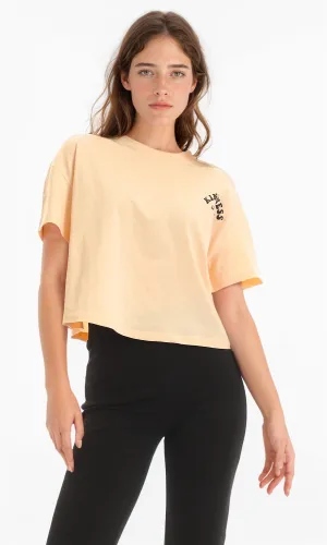 97659 "Kindness Is Magic" Printed Cropped Peach Tee