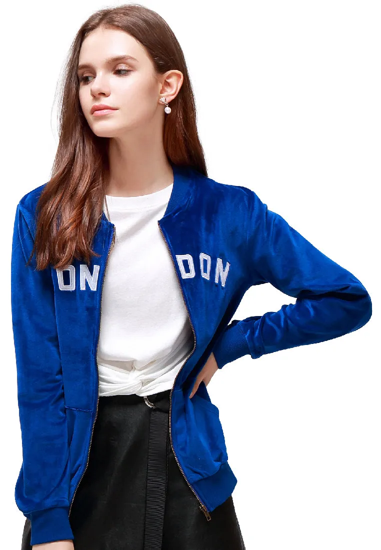 Blue Velvet Zipper Jacket