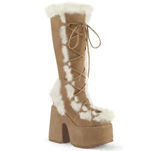CAMEL-311 Demoniacult Alternative Footwear Women's Calf High Brown Boots