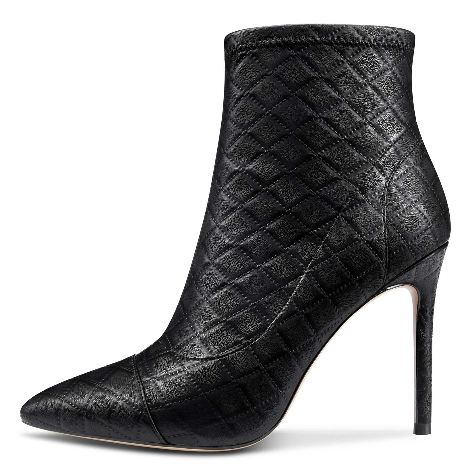 CASTAMERE Women's High Heel Ankle Boots Slip-on Pointed Toe Stretch Boot Stilettos Basic Classic Boots 10CM Heels