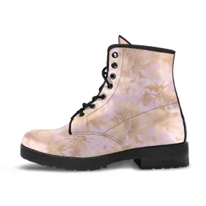 Combat Boots - Pink Pattern #101 | Unisex Adult Shoes, Vegan Leather Handmade Lace Up Boots, Custom Shoes Boho, Vintage Style, Aesthetic
