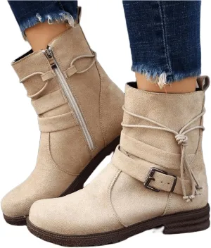 Cowgirl Bo_ots Women Wide_Calf Zipper Ankle bo_otie Winter Mid_Calf Military Combat bo_ots Low He_el Riding Biker bo_ots