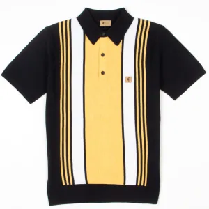 Gabicci - Searle Knitted Polo Top In Navy Stripe