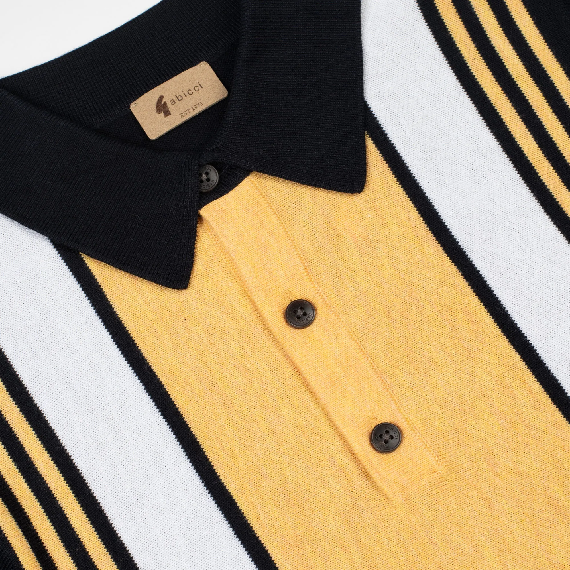 Gabicci - Searle Knitted Polo Top In Navy Stripe