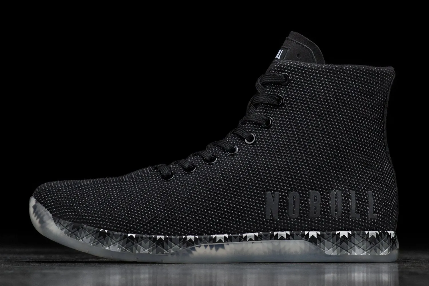HIGH-TOP BLACK PATCHWORK TRAINER (WOMEN'S)