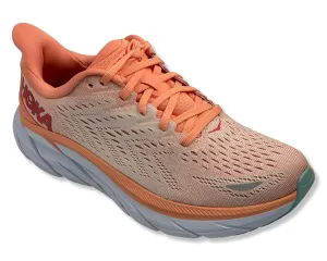 HOKA Women's Clifton 8 Shoes, Light Orange/Pink