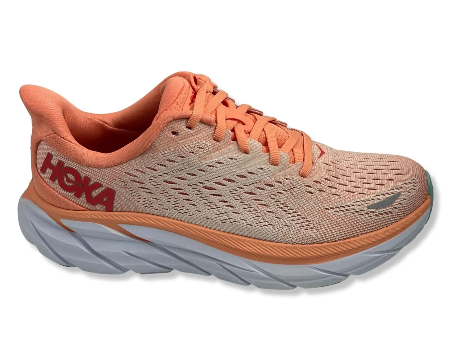 HOKA Women's Clifton 8 Shoes, Light Orange/Pink