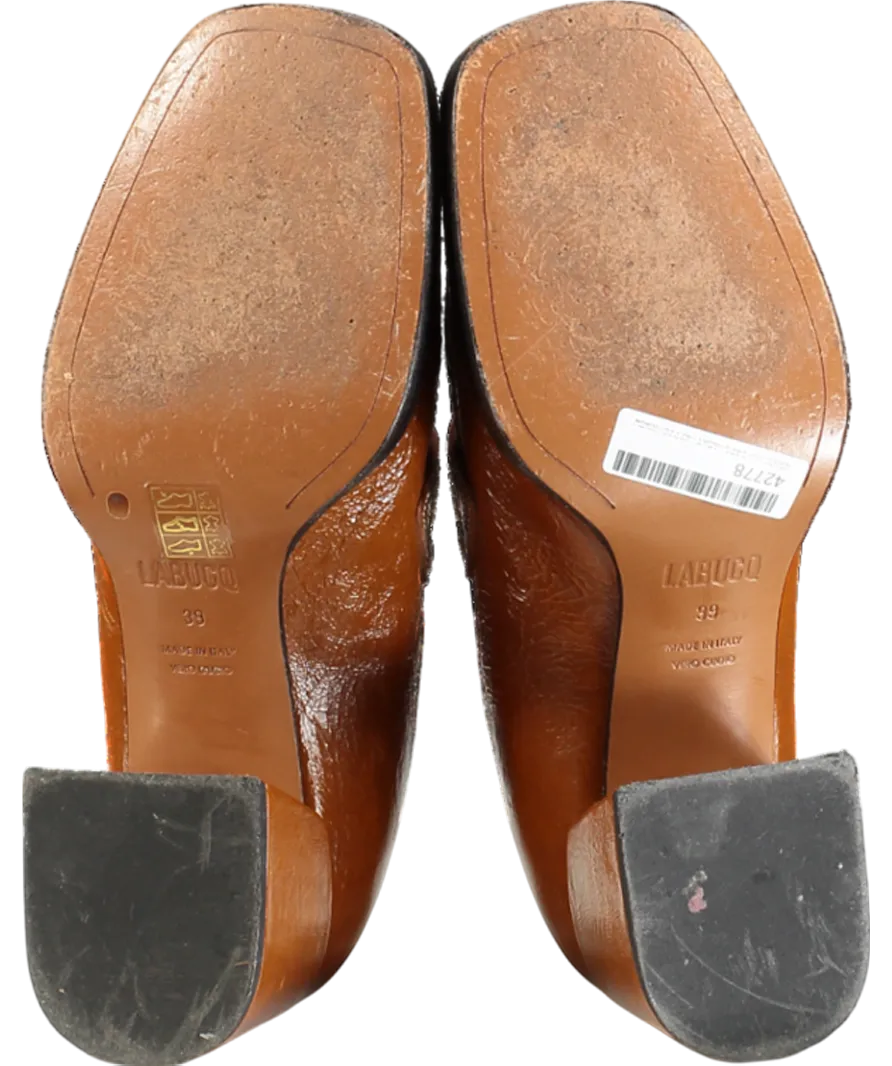 labucq Brown Kitty Tan Patent Heeled Loafers UK 6 EU 39 