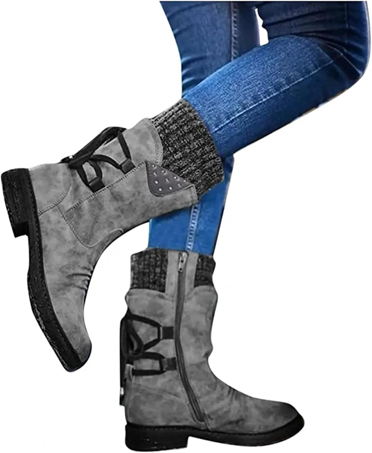 Ladmiple Fall Bo_oties for Women 2023 Low He_el Mid_Calf Dress Biker bo_ots Motorcycle Combat Military an_kle bo_oties