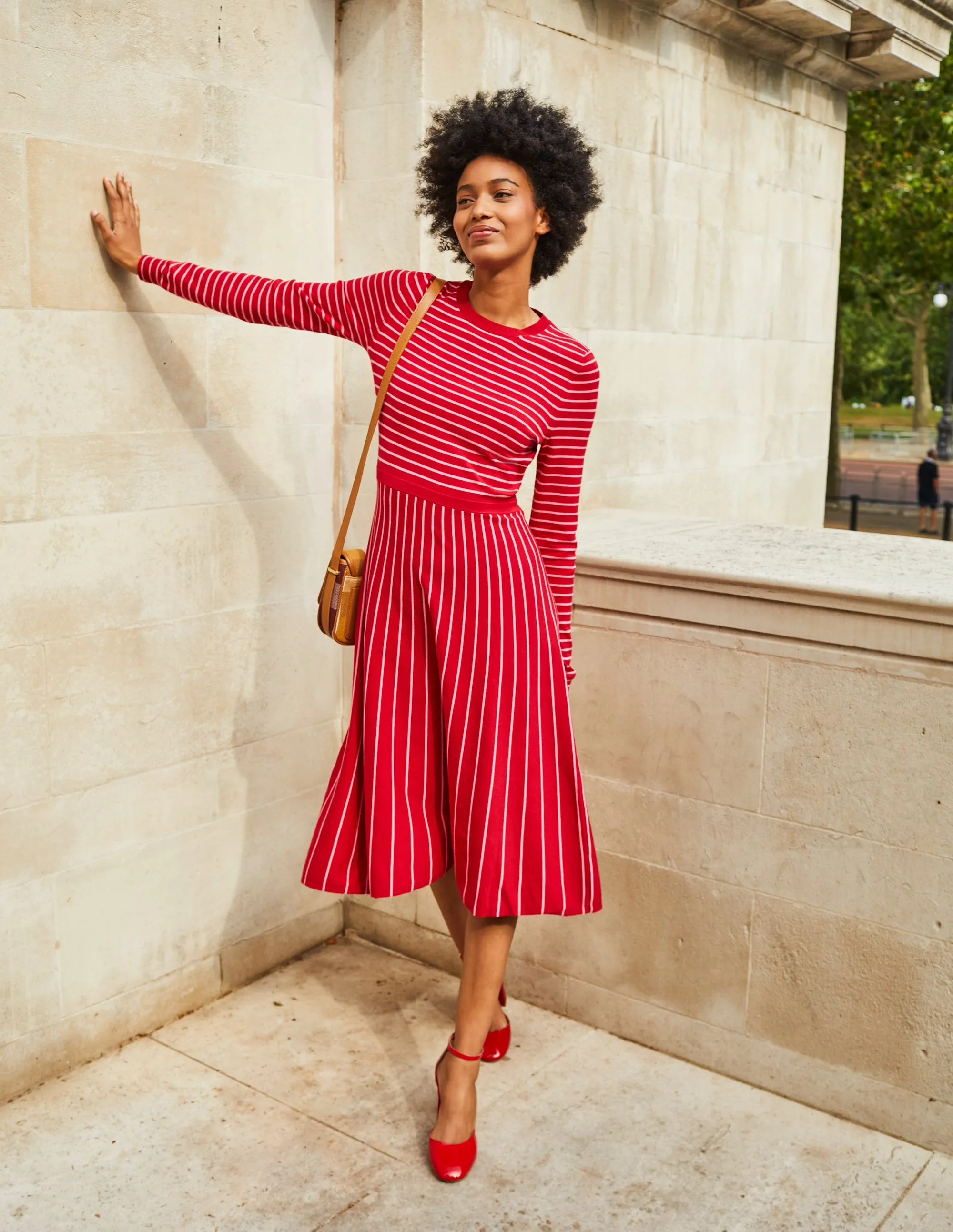Maria Knitted Midi Dress-Hot Pepper and Crayon Pink