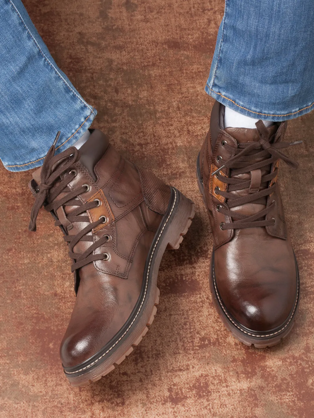 Men's Brown Round Toe Casual Boot (ID1170)