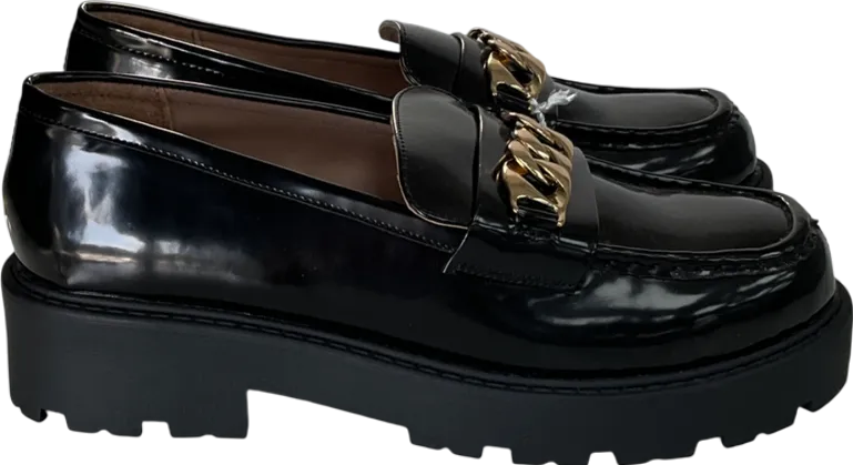 New Look Black Patent Leather-look Tassel Trim Loafers UK 7 EU 40 