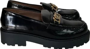 New Look Black Patent Leather-look Tassel Trim Loafers UK 7 EU 40 