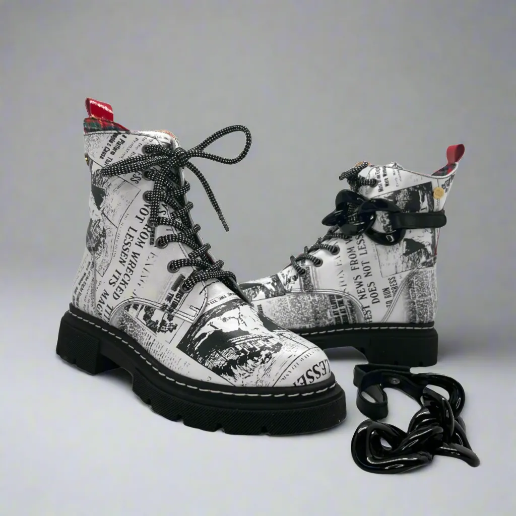 Paris - White Newsprint with Black removable Chain