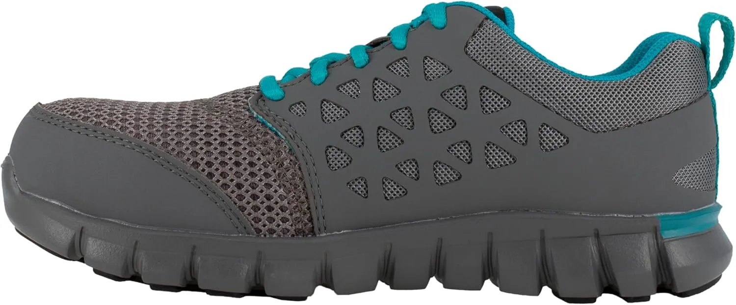 Reebok Work Women's RB044 Sublite Cushion Athletic Work Shoe Blue and Grey Alloy Toe Safety