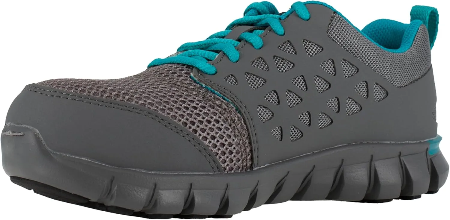Reebok Work Women's RB044 Sublite Cushion Athletic Work Shoe Blue and Grey Alloy Toe Safety