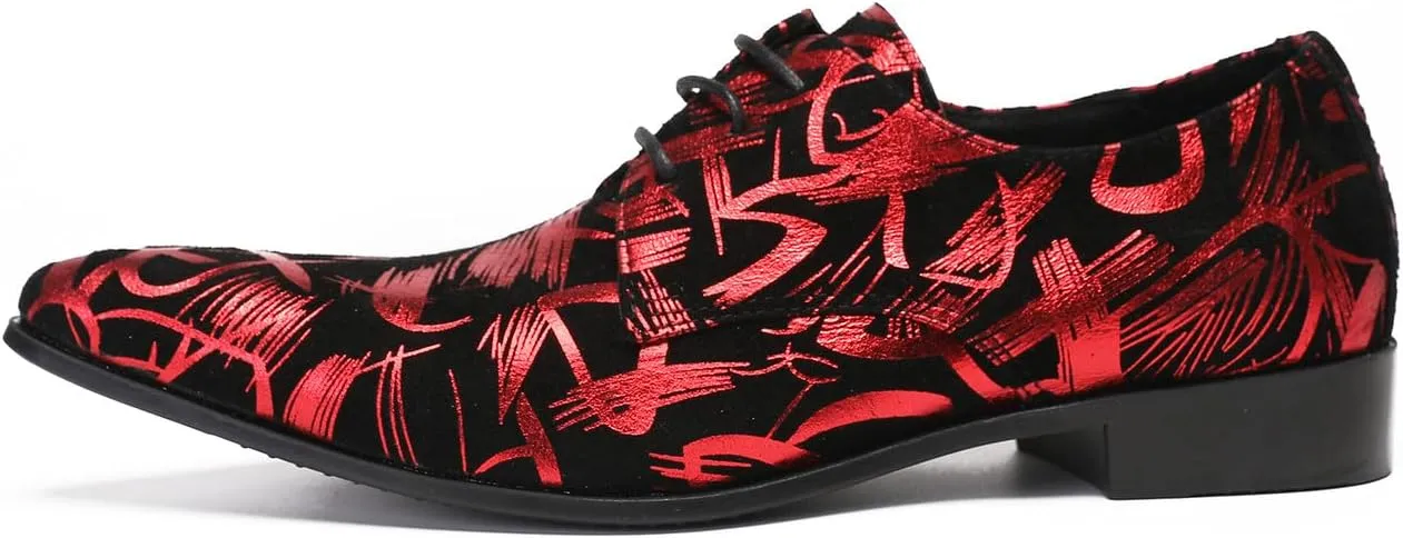 Santimon Men's Oxfords Red Dress Casual Prom Wedding Leather Walking Shoes Western Fashion Party Ballroom Tuxedo Shoes for Men