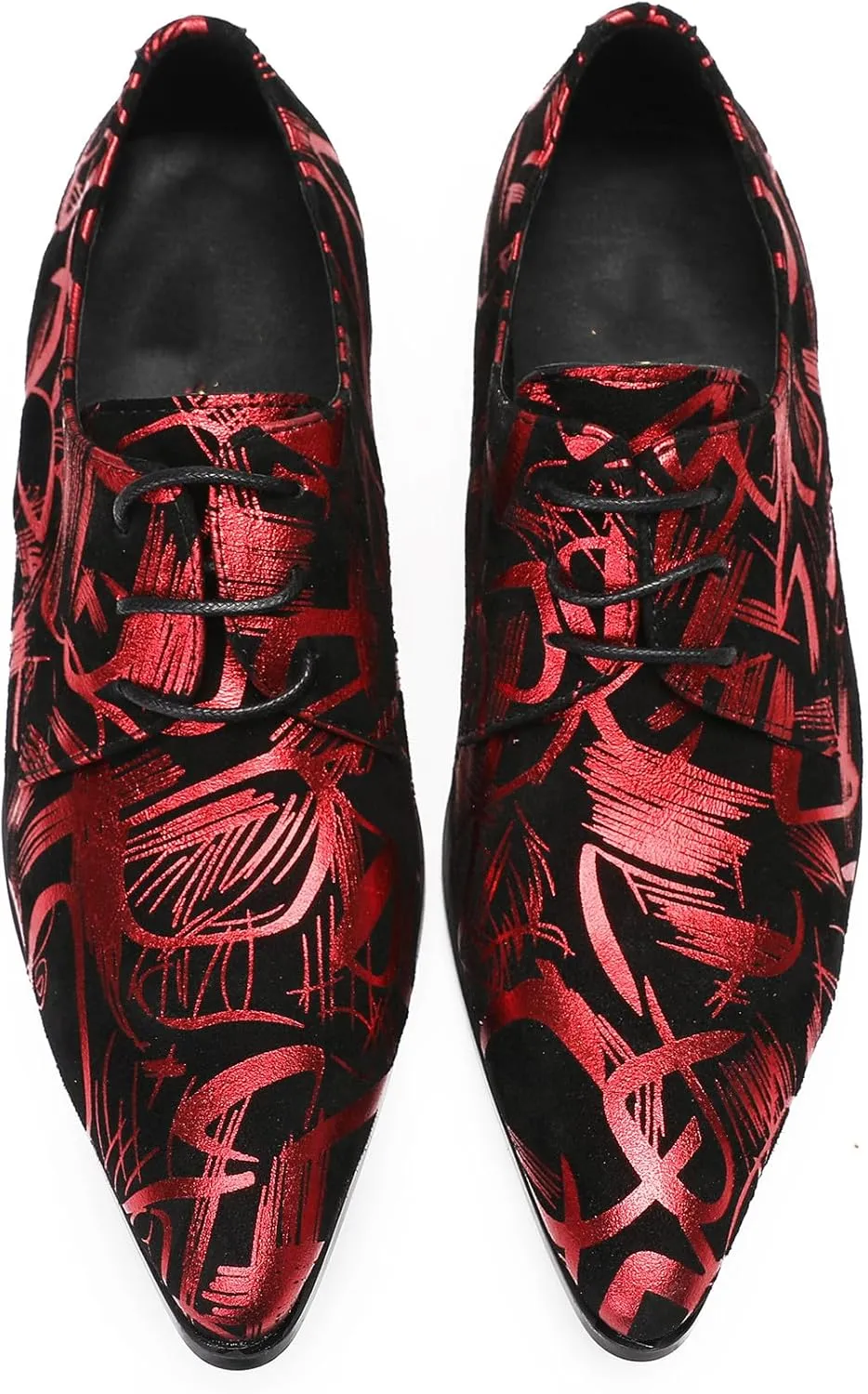 Santimon Men's Oxfords Red Dress Casual Prom Wedding Leather Walking Shoes Western Fashion Party Ballroom Tuxedo Shoes for Men