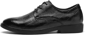 Single Season Dress Oxford for Men Lace Up Burnished Toe Plaid Embossed Vegan Leather Block Heel Rubber Sole Low Top Non Slip Classic Very Popular Among Young People (Color : Black, Siz