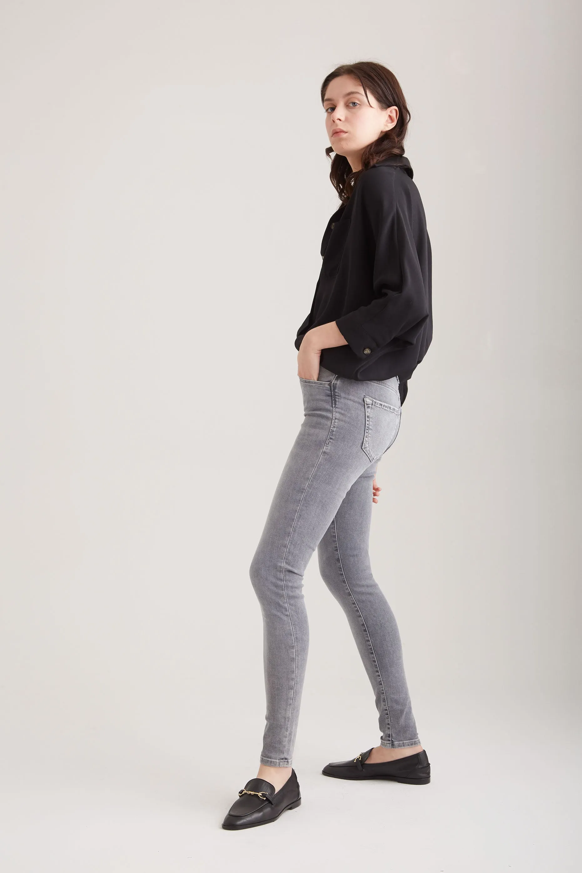 Sophia - High Waist Super Skinny - Grey Vintage