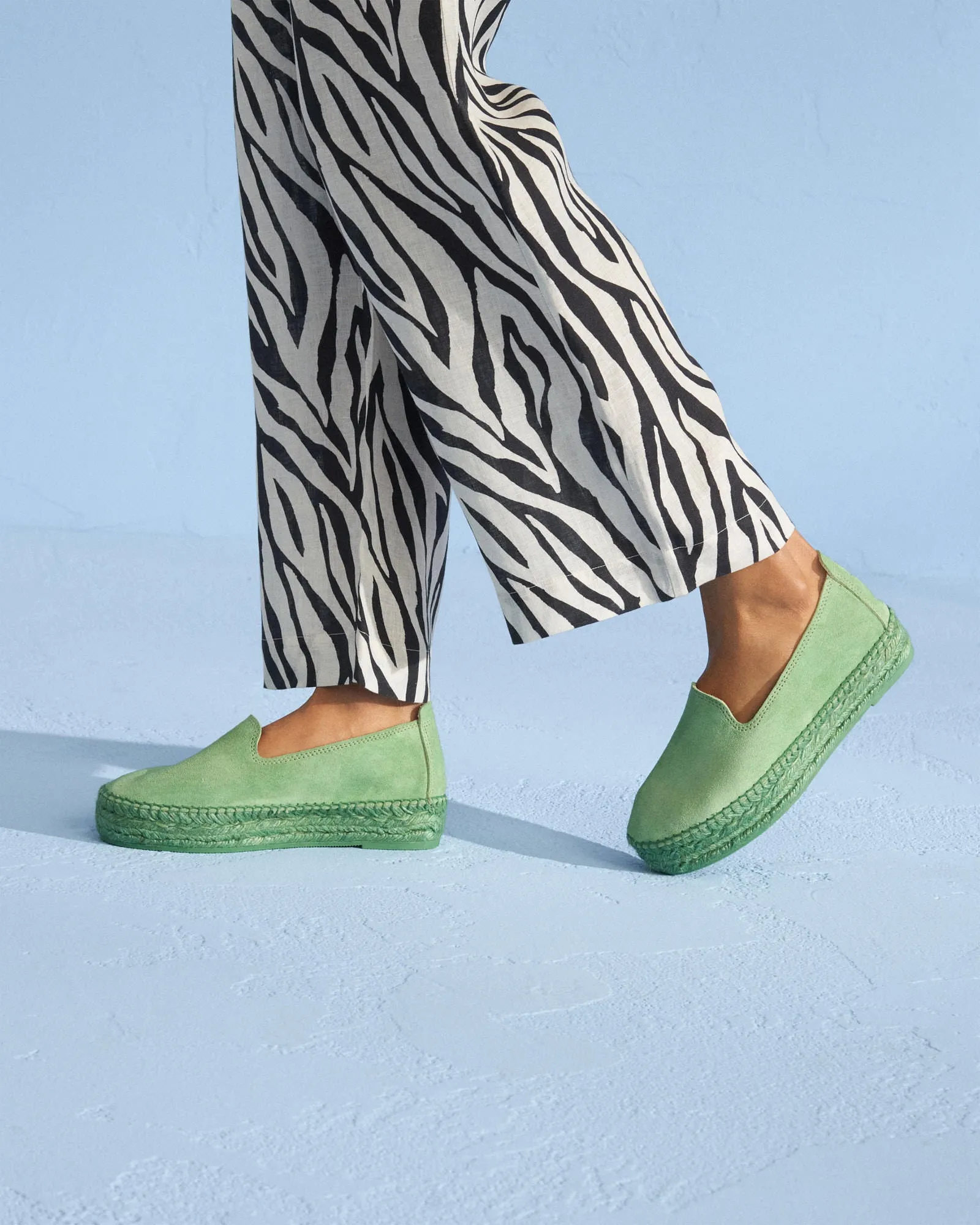 Suede Double Sole Espadrilles - E00D0 - Emili Sindlev x Manebí Pastel Green On Tone