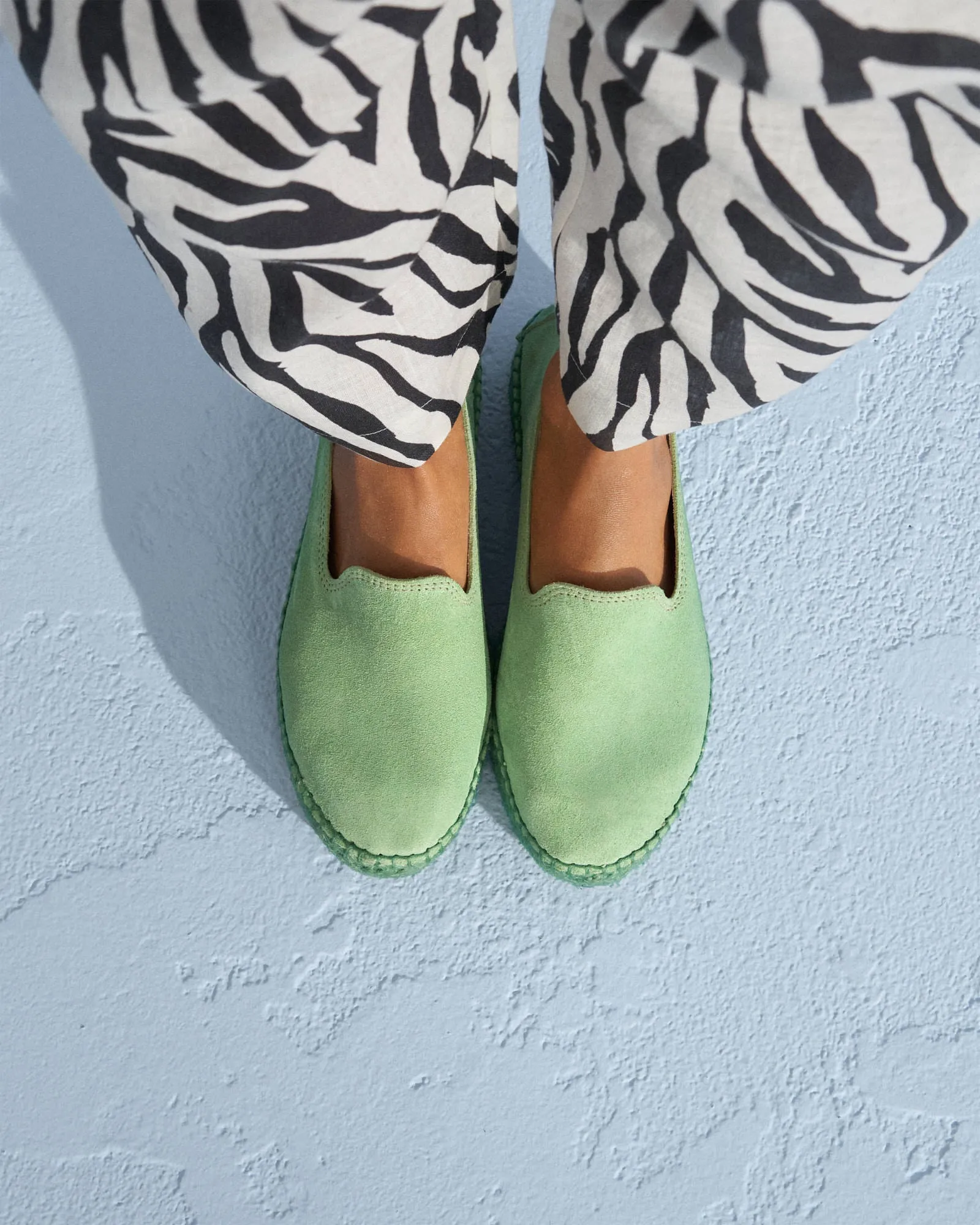 Suede Double Sole Espadrilles - E00D0 - Emili Sindlev x Manebí Pastel Green On Tone