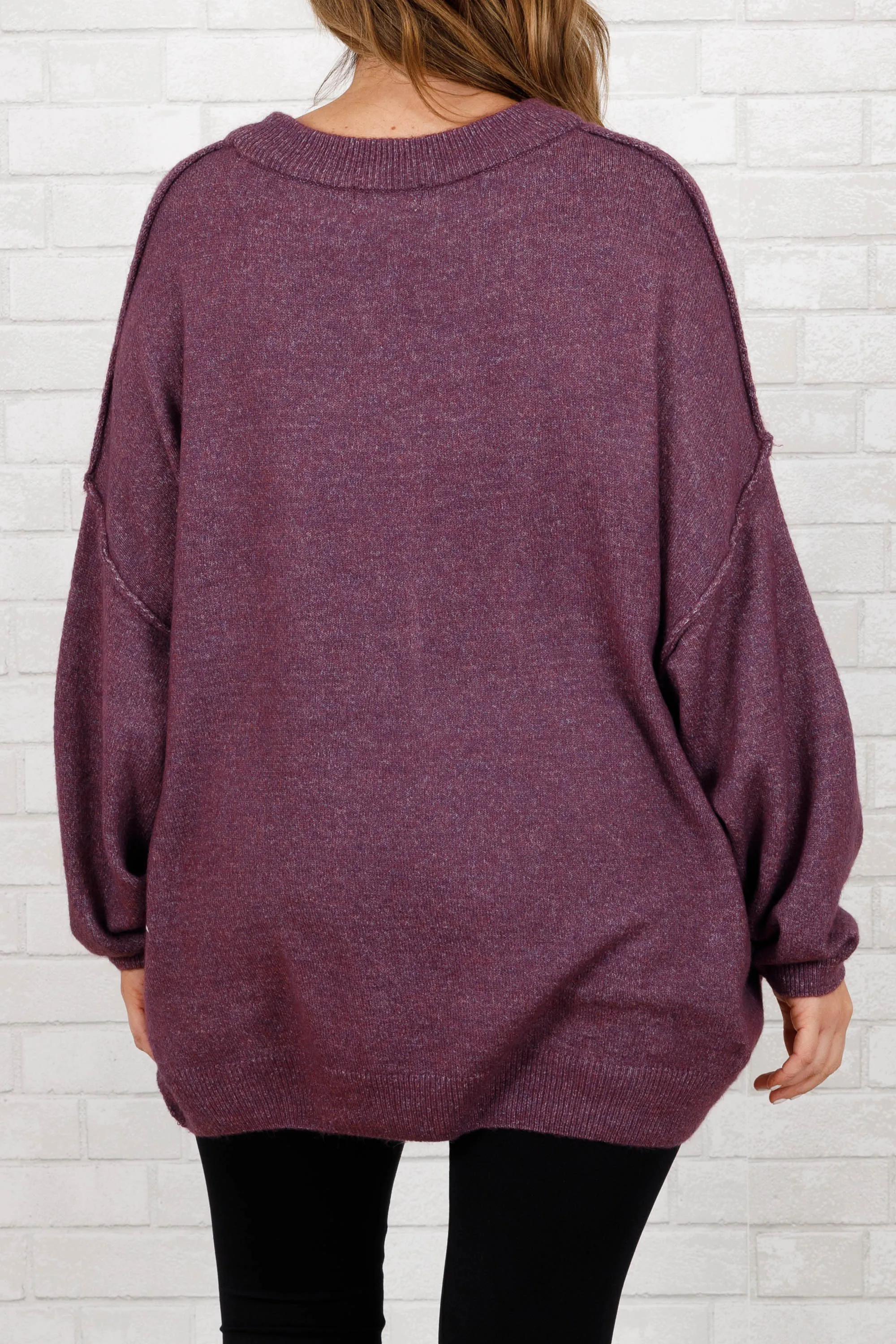 Too Comfy Sweater, Heather Eggplant