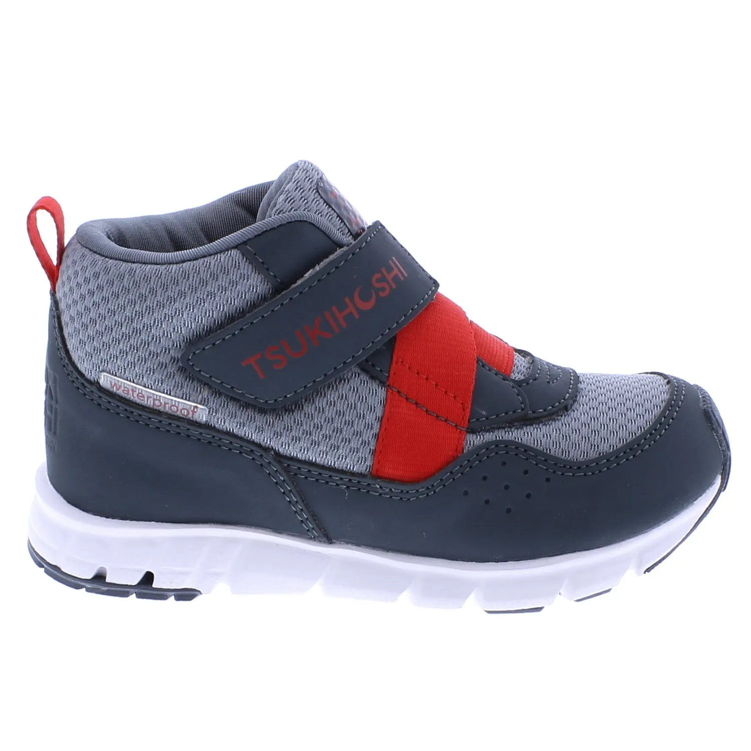 Tsukihoshi Tokyo | Slate/Red Waterproof Kids High Top Sneakers