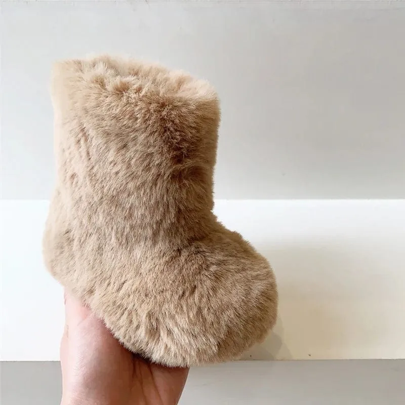 Warm Fluffy Plush Boots for Baby Girls