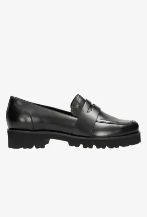 Wojas Black Leather Loafers with Decorative Strap | 46080-51