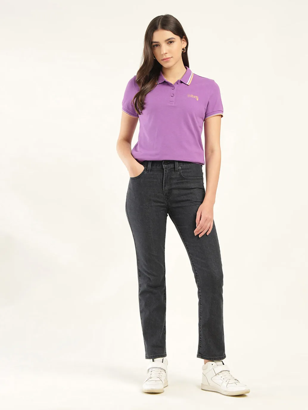 Women's 724 Black Slim Straight Fit High Rise Jeans