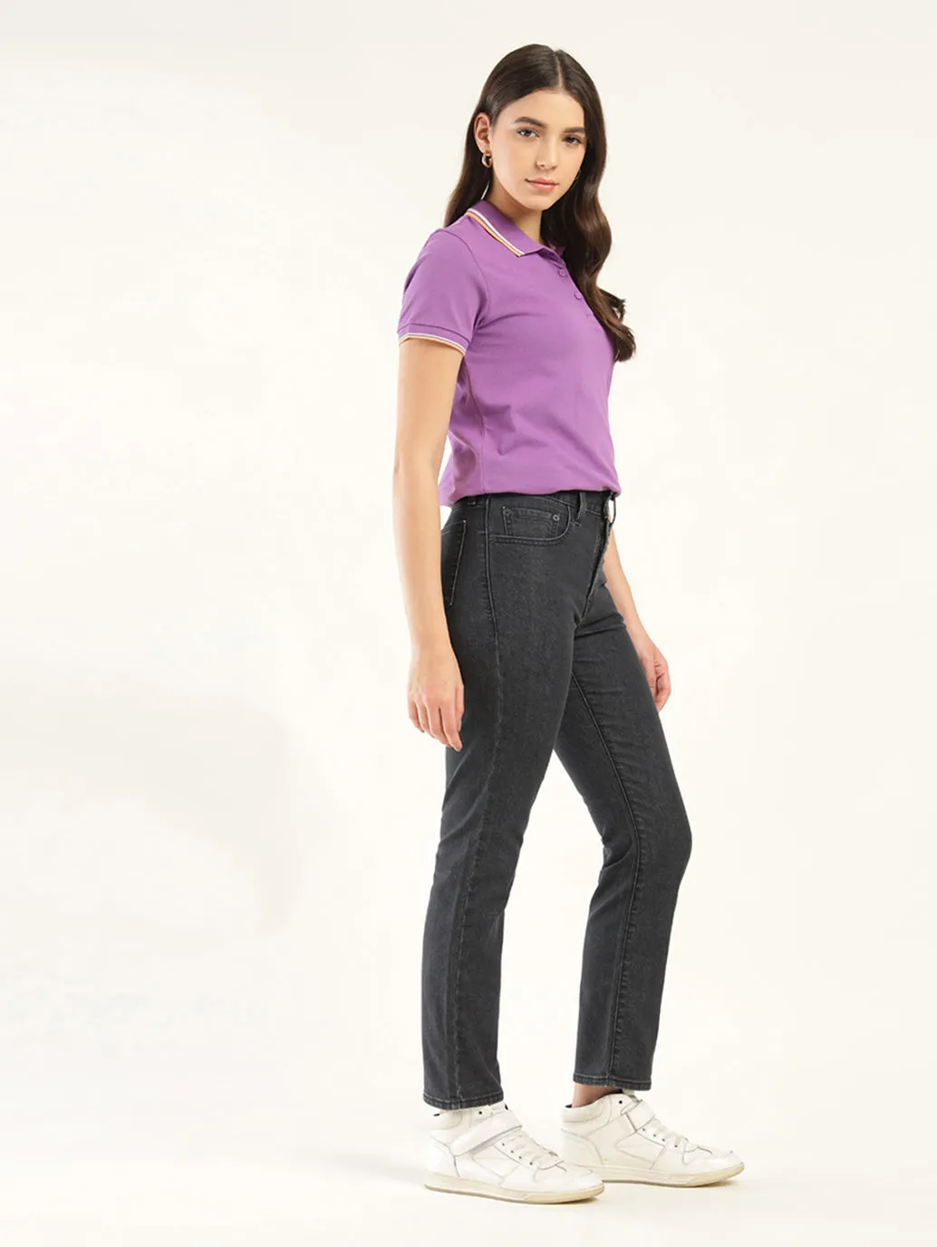 Women's 724 Black Slim Straight Fit High Rise Jeans